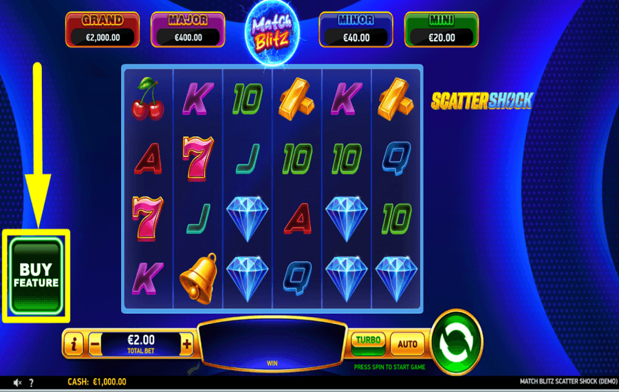 Match Blitz Scatter Shock ACQUIRE EXTRA TURNS.