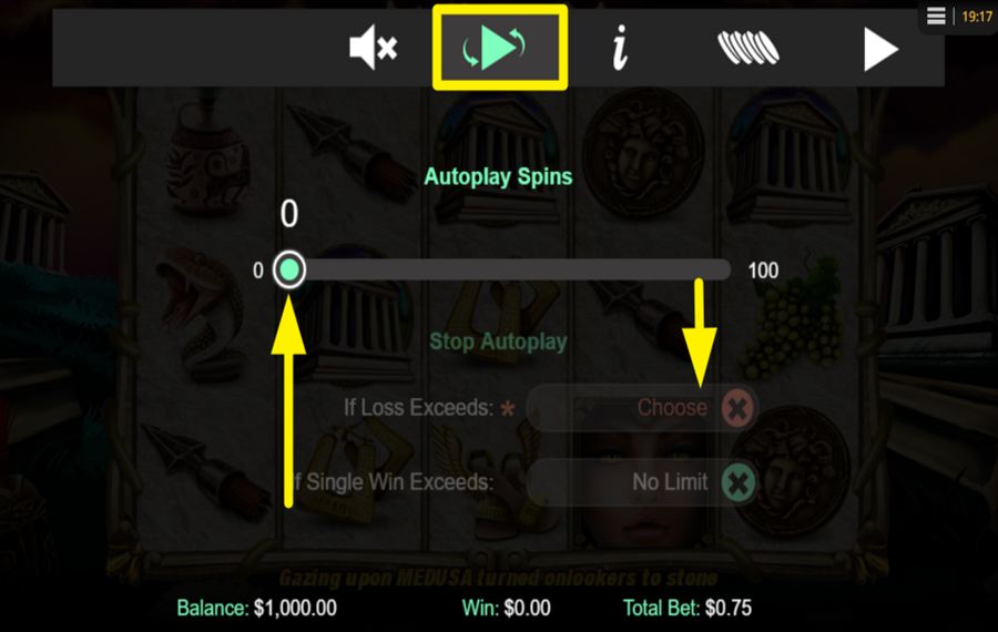 Medusa AUTOMATISCHES SPIELEN AUSLÖSEN.
