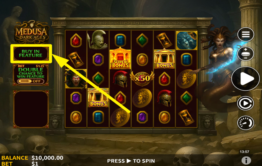 Medusa Dark Ages UNLOCK A BONUS ROUND.