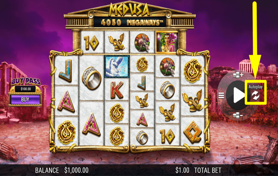 Medusa Megaways ВЫБЕРИТЕ АВТОМАТИЧЕСКИЕ ВРАЩЕНИЯ.