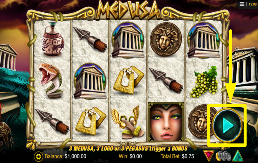 Medusa DREHEN SIE DIE ROLLEN.