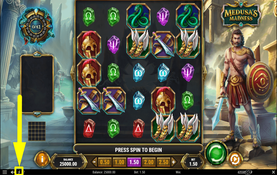 Medusas Madness CHANGER LA VITESSE DU JEU.