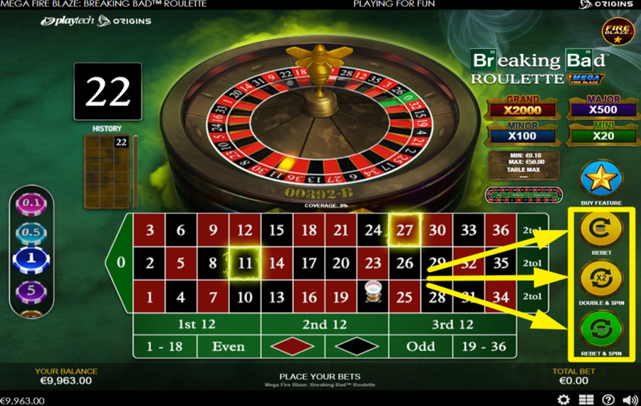 Mega Fire Blaze Breaking Bad Roulette ПЕРЕСТАВЬТЕ ИЛИ УДВОЙТЕ СВОЮ ПРЕДЫДУЩУЮ СТАВКУ.