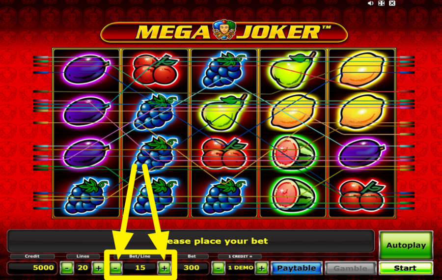 Mega Joker ESPECIFICA TU APUESTA POR LÍNEA.