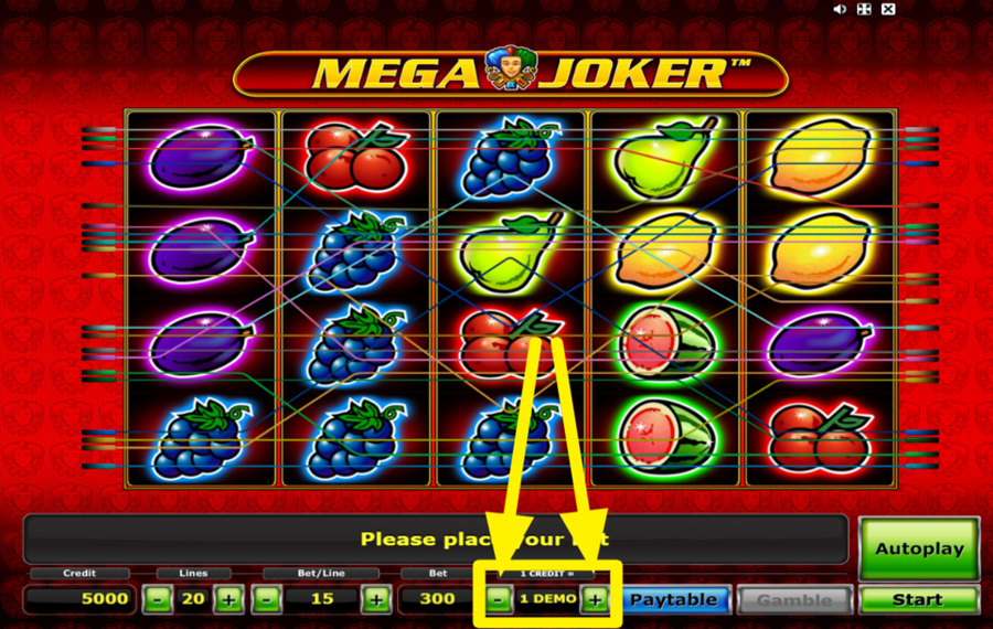 Mega Joker AJUSTE EL VALOR DEL CRÉDITO.