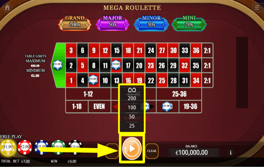 Mega Roulette PROCÉDER À LA LECTURE AUTOMATIQUE.