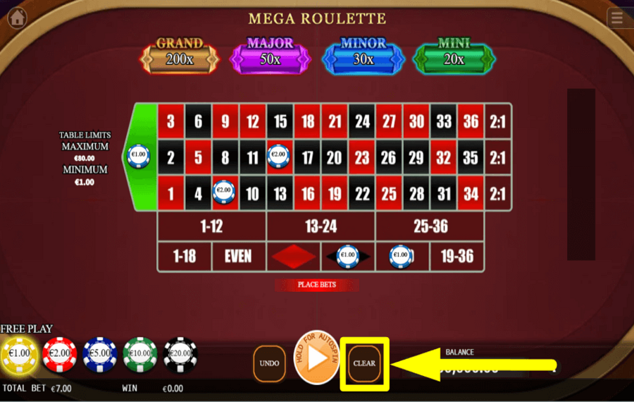 Mega Roulette ANNULER LE PARI.