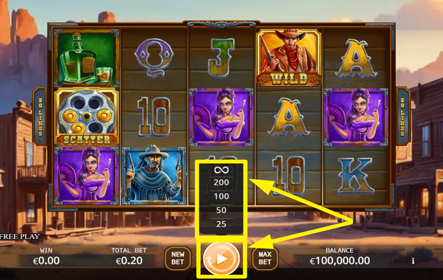 Mega Wild West USE AUTOMATED SPINS.