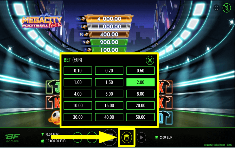 Megacity Football Fever DETERMINE YOUR WAGER.