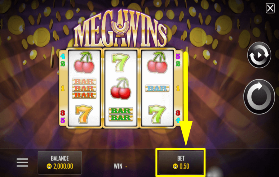 Megawins ВЫБЕРИТЕ СУММУ СТАВКИ.