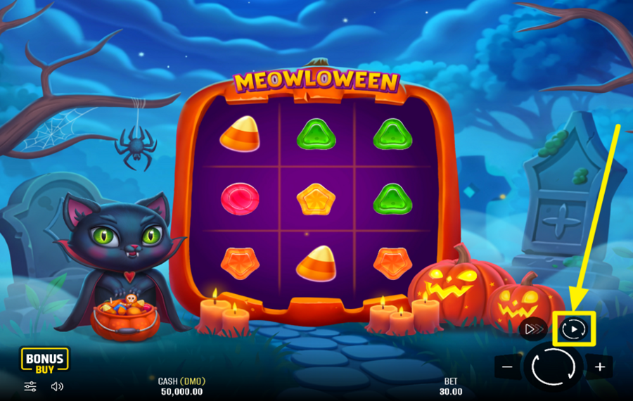 Meowloween DÉMARRER LA ROTATION AUTOMATIQUE.
