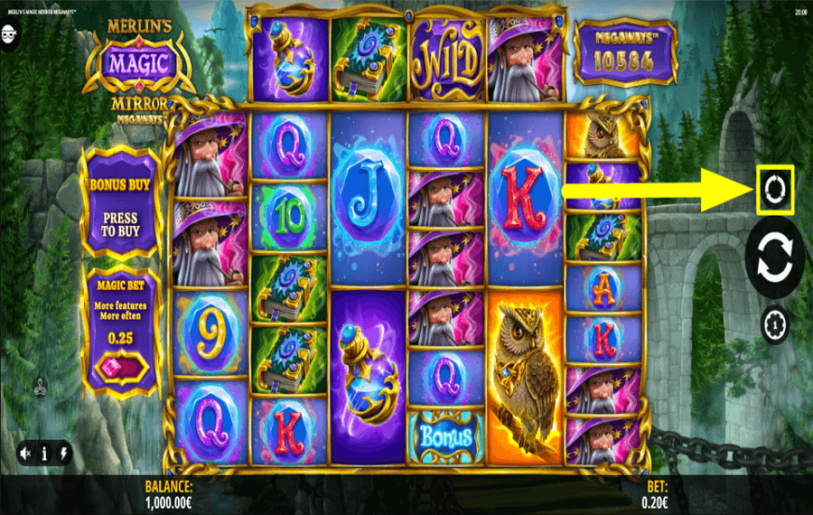 Merlins Magic Mirror Megaways HABILITA GIROS AUTOMÁTICOS.