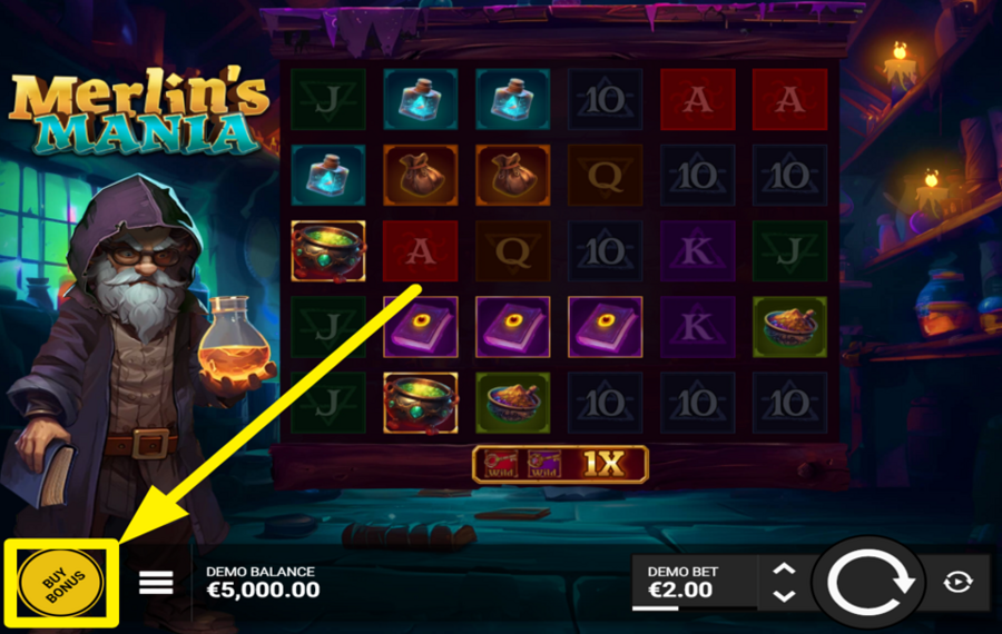 Merlins Mania TAKE ADVANTAGE OF THE BONUS FEATURES.