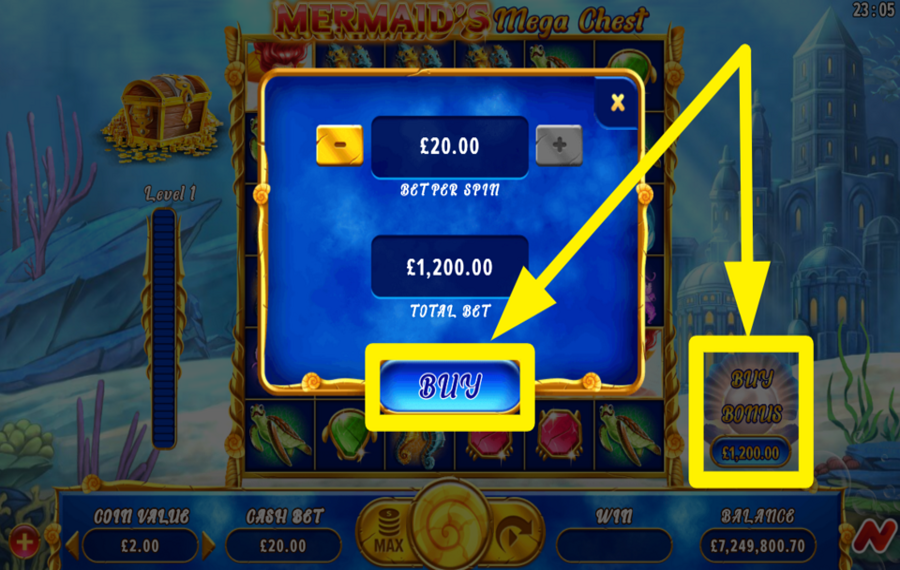 Mermaids Mega Chest BUY BONUS SPINS.
