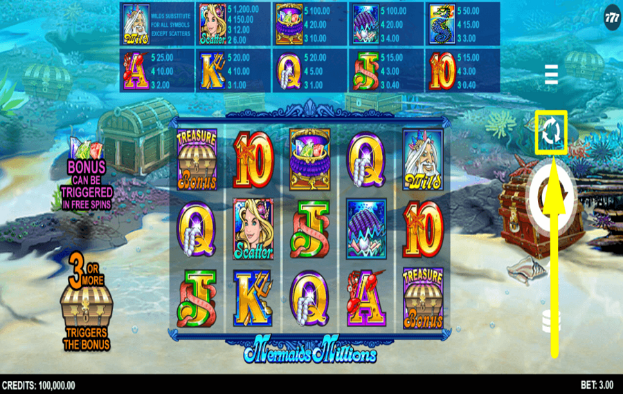 Mermaids Millions UTILISEZ LA FONCTION DE LECTURE AUTOMATIQUE.