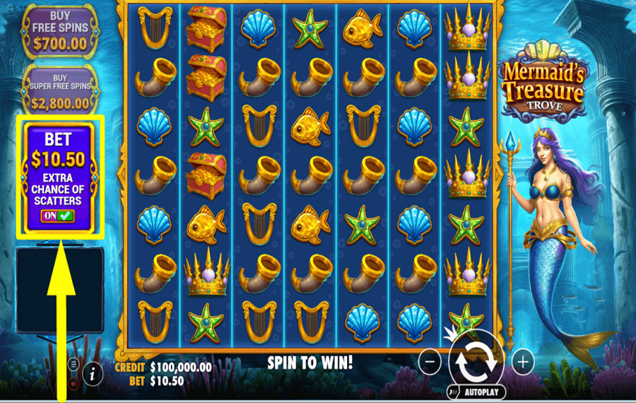 Mermaids Treasure Trove SET ANTE BET.