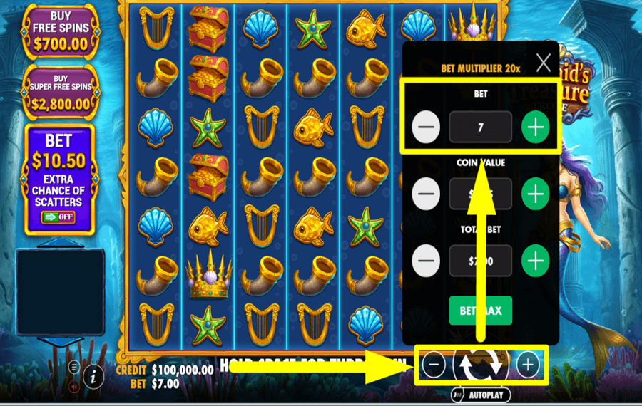 Mermaids Treasure Trove SELECT THE BET.