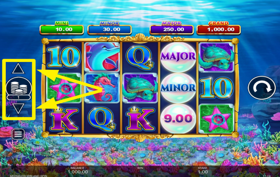 Mermaids Win and Spin MODIFY YOUR BET.