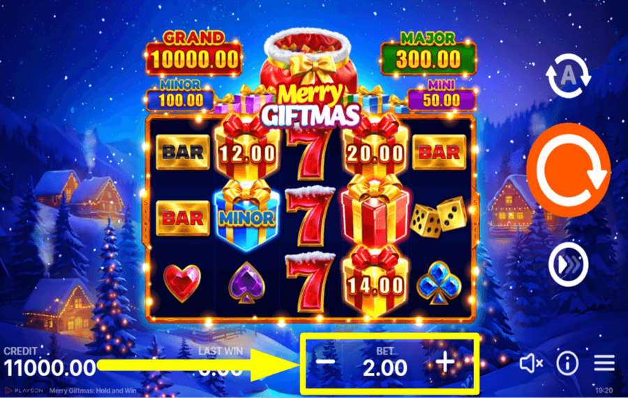 Merry Giftmas Hold and Win ОПРЕДЕЛИТЕ СТАВКУ.