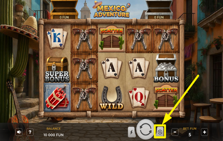 Mexico Adventure ЗАПУСТИТЕ АВТОМАТИЧЕСКИЕ ВРАЩЕНИЯ.