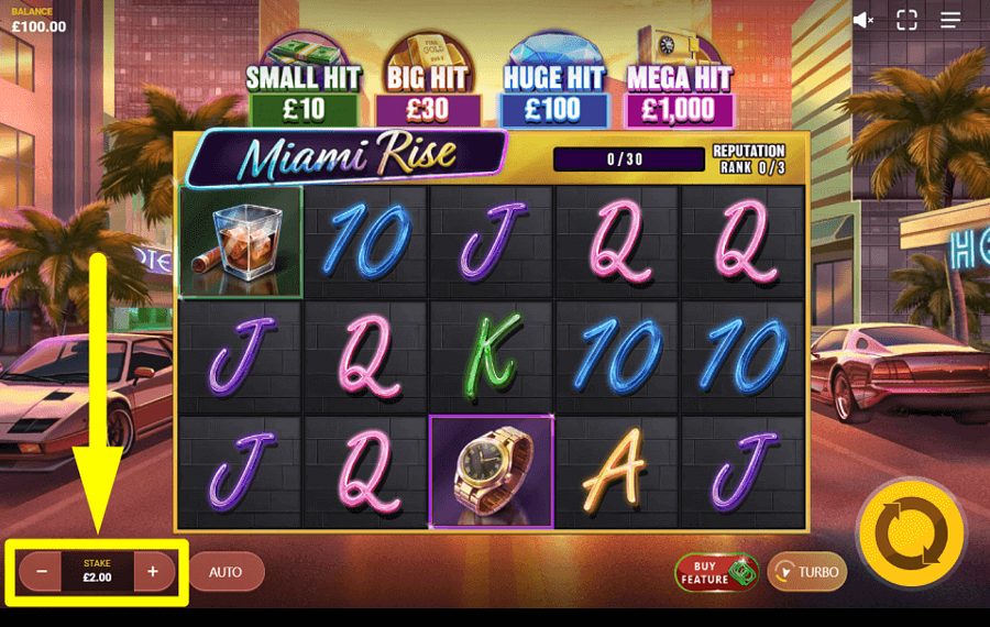 Miami Rise ADJUST THE WAGER.