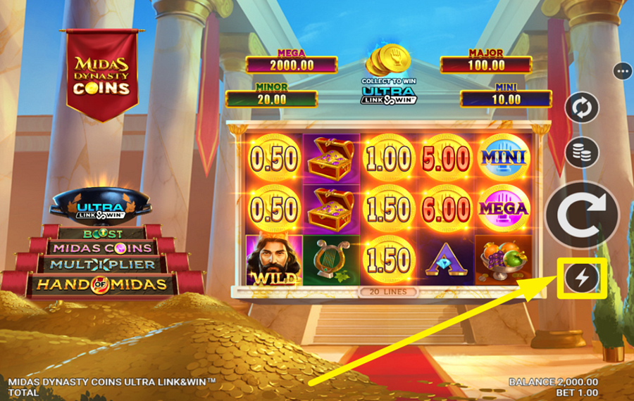 Midas Dynasty Coins Ultra Link and Win MAXIMIZE THE SPEED.