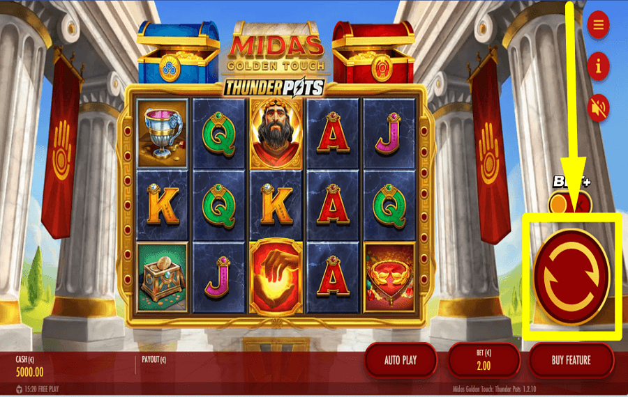 Midas Golden Touch Thunder Pots INIZIA A GIOCARE D'AZZARDO.