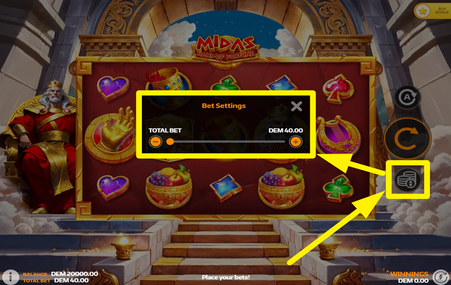 Midas Hand of Fortune FAITES VOTRE PARI.