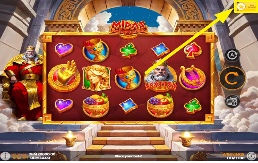 Midas Hand of Fortune ACHETEZ DES TOURS GRATUITS.