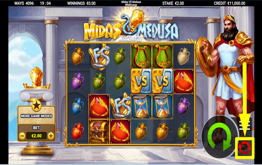 Midas vs Medusa WildEnergy PROCÉDER AUTOMATIQUEMENT.