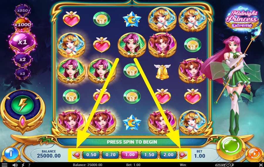 Midnight Princess Extreme ОПРЕДЕЛИТЕ ЗНАЧЕНИЕ СТАВКИ.