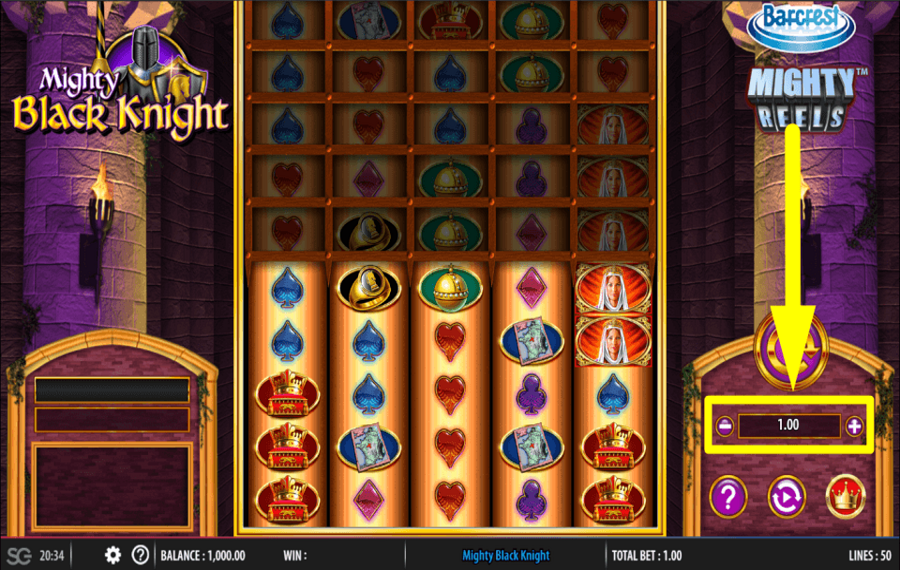 Mighty Black Knight CAST YOUR TOTAL BET.