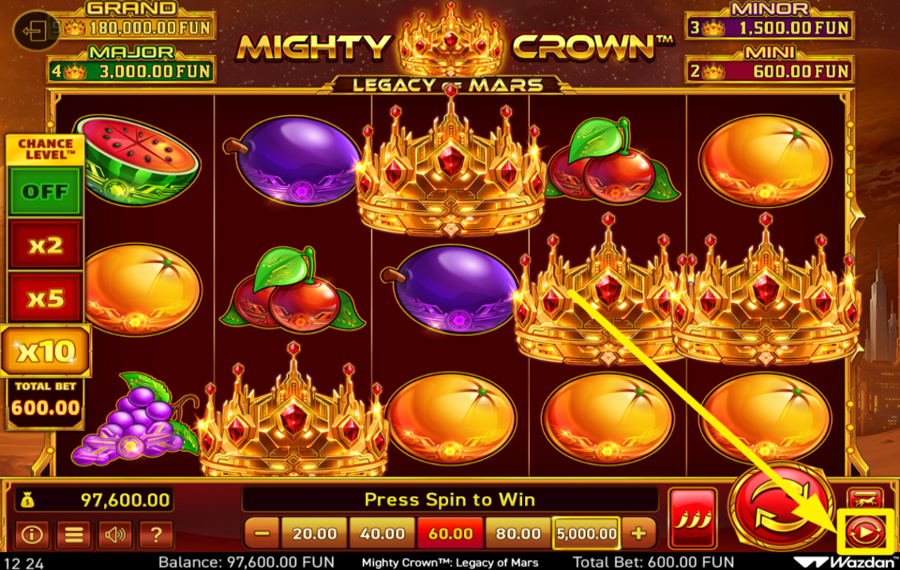Mighty Crown Legacy of Mars AUTOMATISCHES ABSPIELEN AUSLÖSEN.
