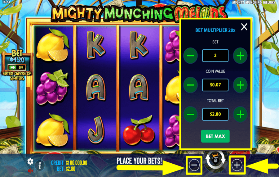 Mighty Munching Melons CHOOSE YOUR TOTAL BET.