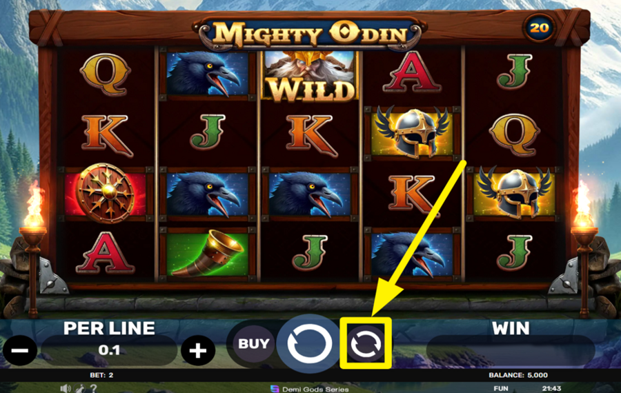 Mighty Odin FAITES TOURNER LES ROULEAUX AUTOMATIQUEMENT.