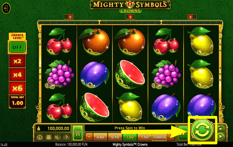 Mighty Symbols Crowns DAR UNA VUELTA.
