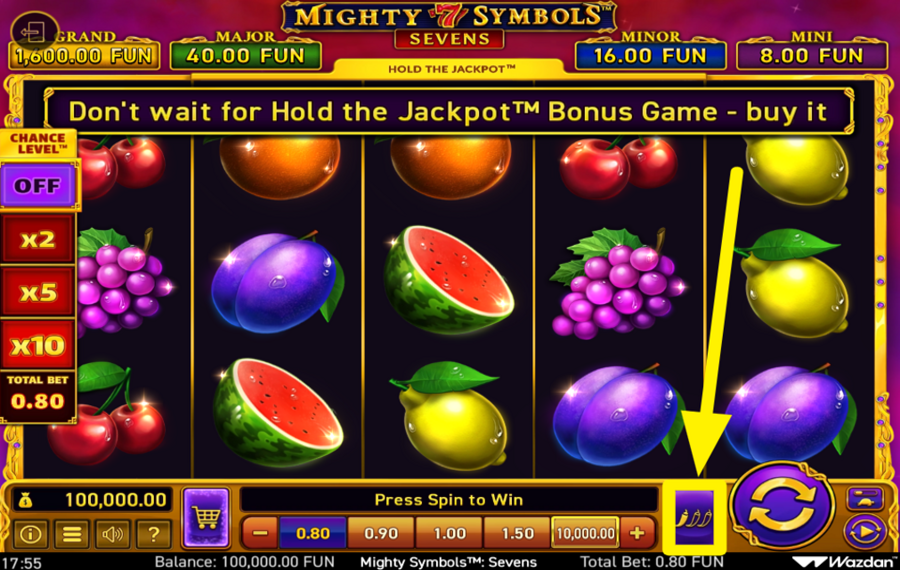 Mighty Symbols Sevens РЕГУЛИРУЙТЕ УРОВЕНЬ ВОЛАТИЛЬНОСТИ.