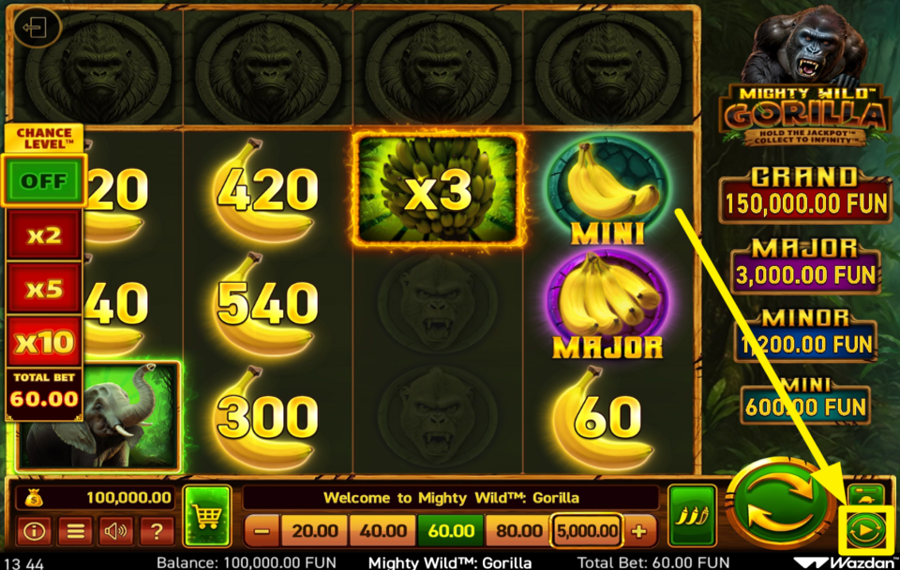 Mighty Wild Gorilla ВКЛЮЧИТЬ АВТОВОСПРОИЗВЕДЕНИЕ.