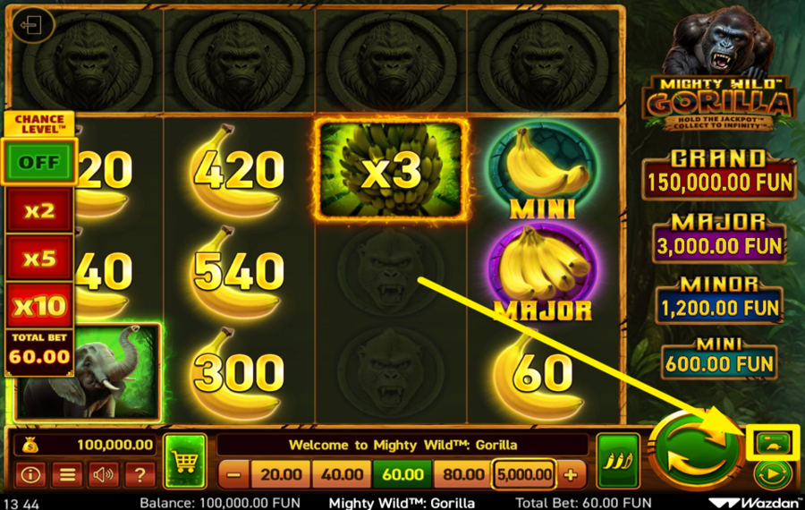 Mighty Wild Gorilla УВЕЛИЧЬТЕ СКОРОСТЬ ВРАЩЕНИЯ КАТУШКИ.