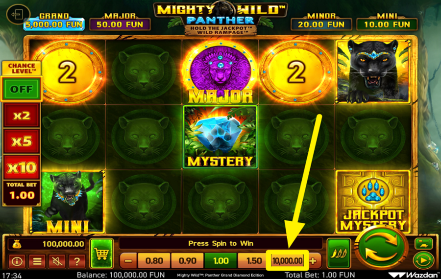 Mighty Wild Panther Grand Diamond Edition PUNTA AL VALORE MASSIMO DELLA SCOMMESSA.