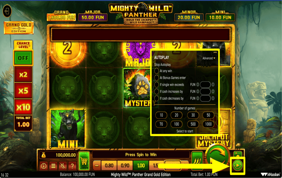 Mighty Wild Panther Grand Gold Edition SPIN AUTOMATICALLY.