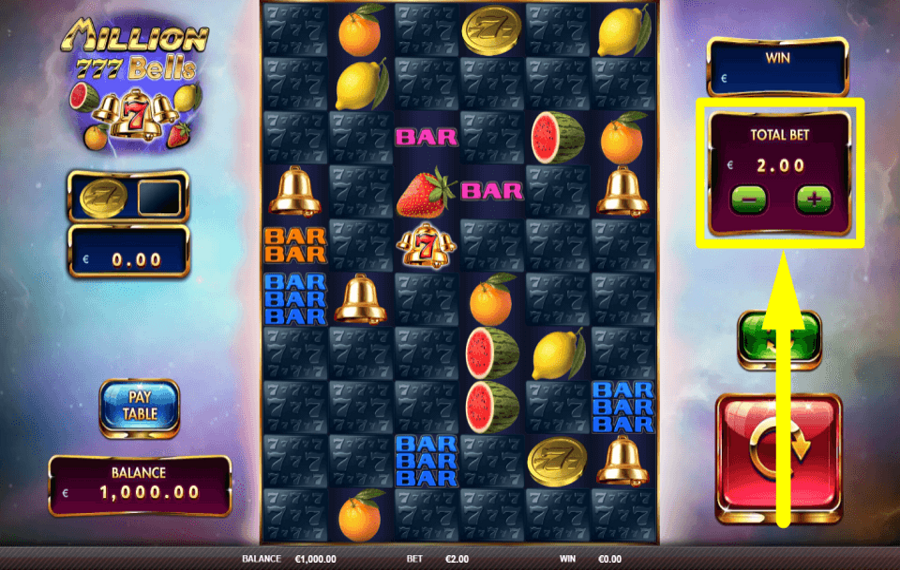 Million 777 Bells НАЗНАЧИТЬ СУММУ СТАВКИ.