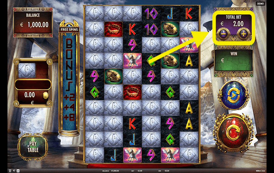 Million Zeus Выберите сумму ставки.