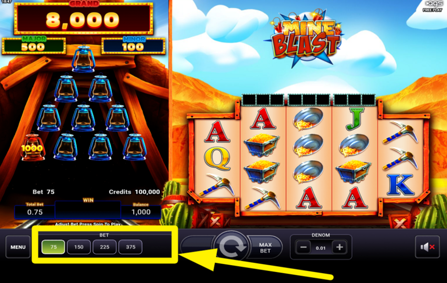 Mine Blast DETERMINE YOUR BET LEVEL.