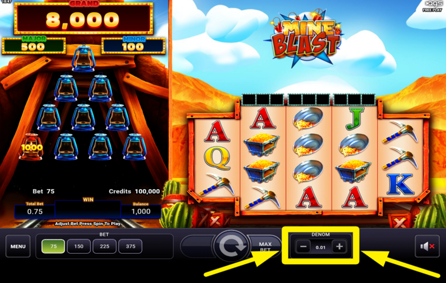 Mine Blast DECIDE ON COIN SIZE.