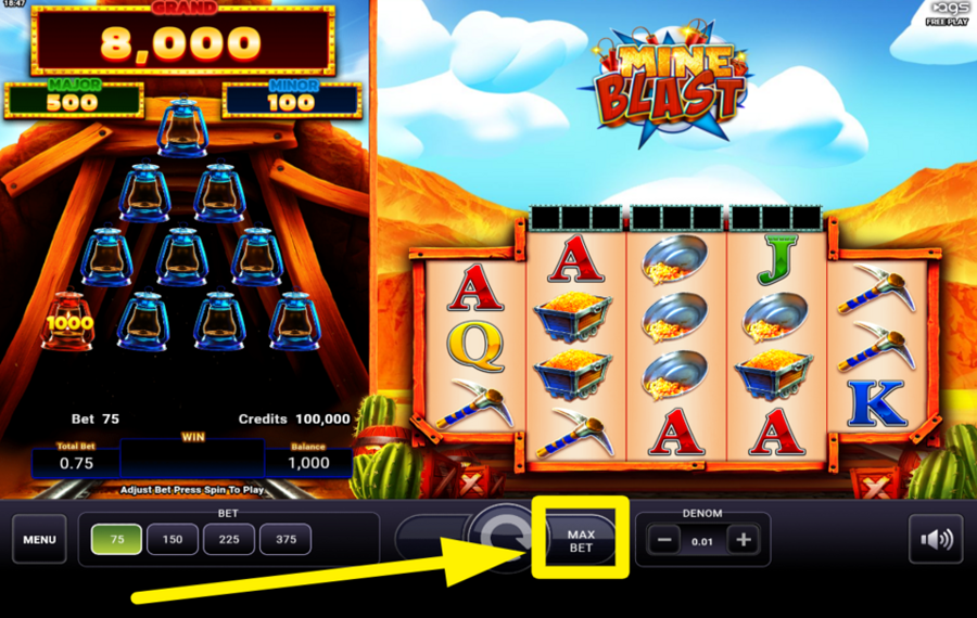 Mine Blast CHOOSE THE HIGHEST WAGER LIMIT.