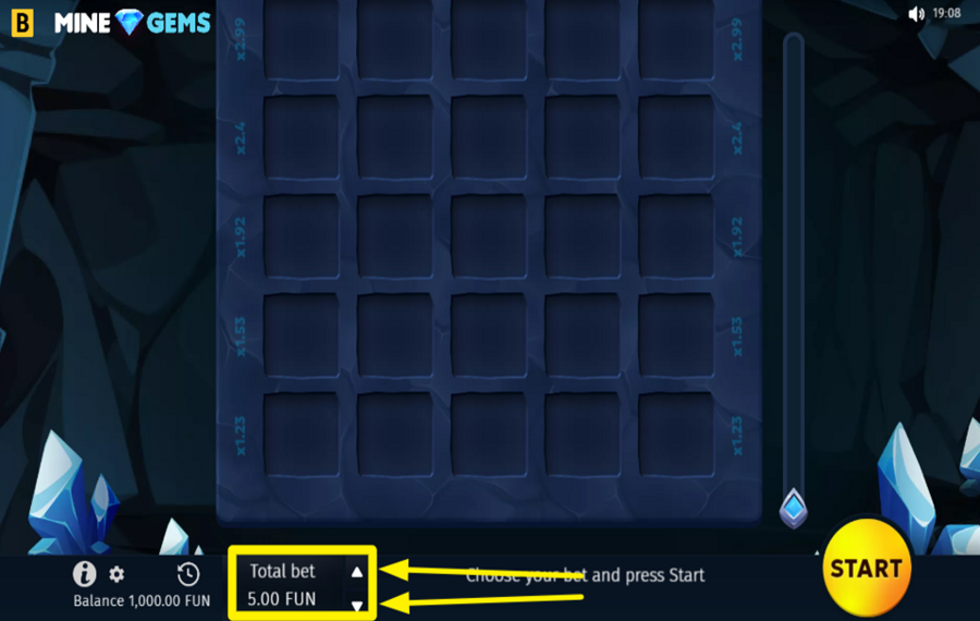 Mine Gems DÉFINISSEZ VOTRE ENJEU.