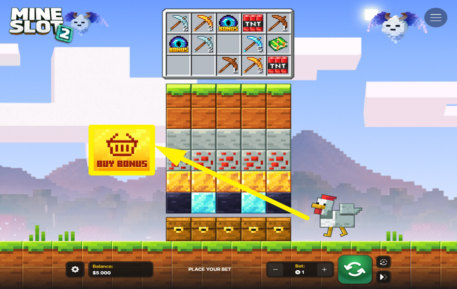 Mine Slot 2 РАЗБЛОКИРУЙТЕ БОНУСНУЮ ИГРУ.