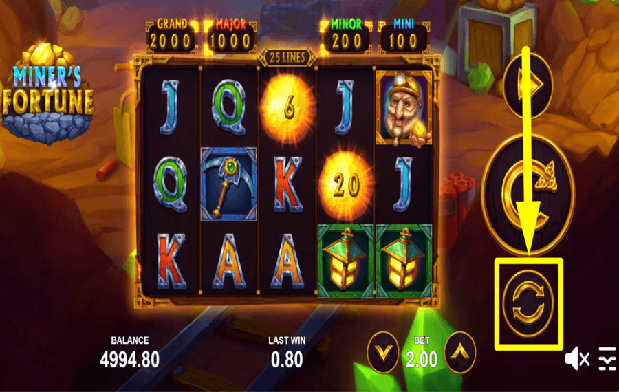 Miners Fortune CONTINUAR AUTOMÁTICAMENTE.