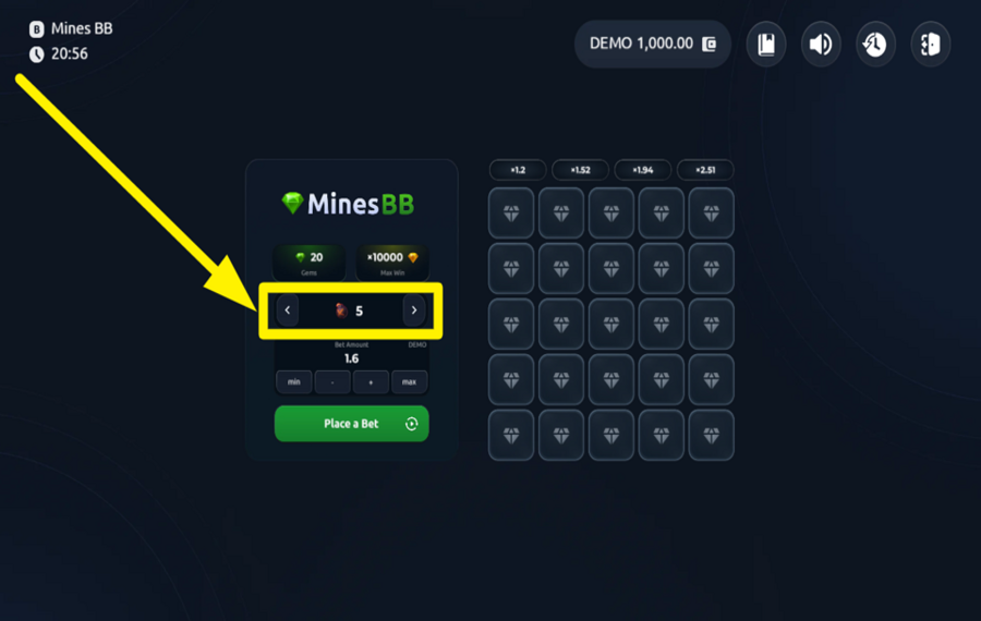 Mines BB DÉCIDEZ DU NOMBRE DE BOMBES.